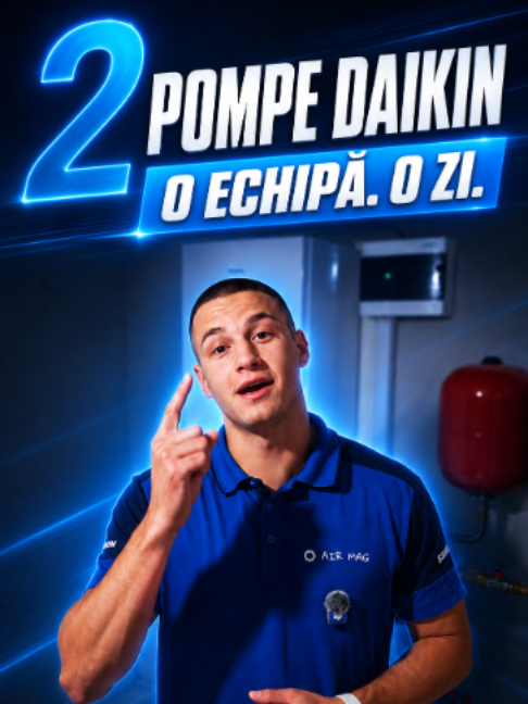 Două pompe de căldură Daikin montate într-o singură zi.